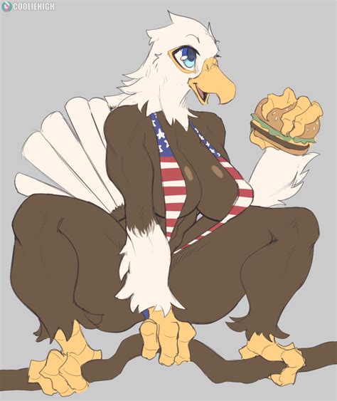 rule 34 4th of july american flag bikini anthro avian bikini bird blue eyes burger cooliehigh