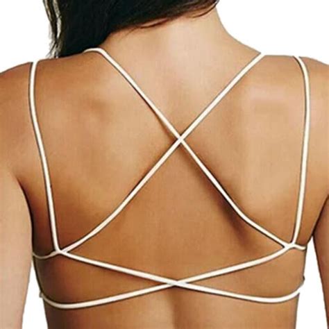 Women Sexy Bralet Strappy Bra White Camis Backless Short Tanks In Camisoles And Tanks From
