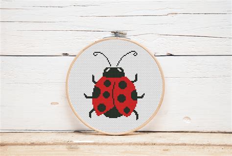 Ladybug Cross Stitch Pattern Insect Embroidery Design Bug Etsy