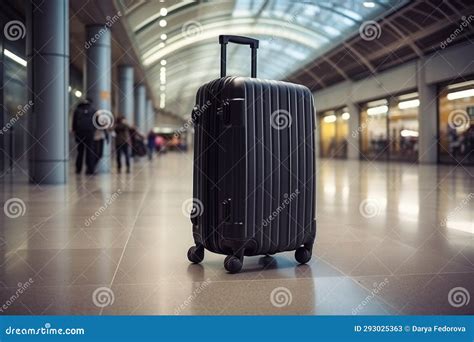 Suitcase In Empty Airport Corridor Travel Concept Stock Image Image