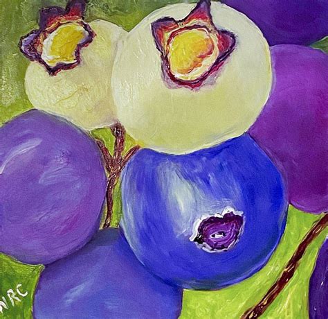Acrylic Painting Of Ripening Blueberries On The Vine Etsy