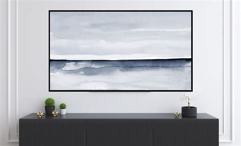 Frame Tv Art Watercolor Landscape Indigo Blue Abstract Etsy