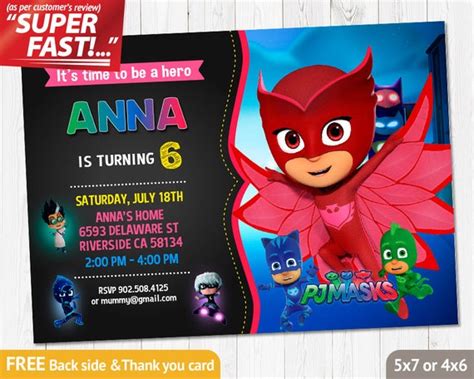 Pj Masks Invitation Printable Pj Masks Birthday Invitation