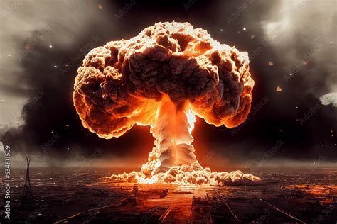 Nuclear Bomb Massive Explosion In Civil City 3d Art Work Spectacular
