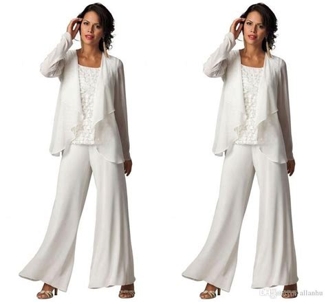 Ivory Elegant Chiffon Plus Size Tiered Ruffled Pant Suit Set 2016 Vestidos De Fiesta