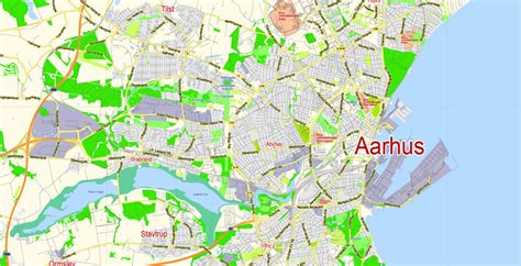 Aarhus Denmark Vector Map Exact City Plan Scale 141855 Editable Adobe