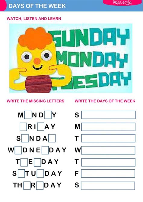 Days Week English Worksheet