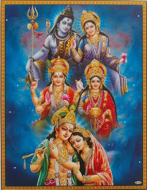Divine Hindu Couples Shiva And Parvati Vishnu And Lakshmi Krishna And Radha Hindu Art