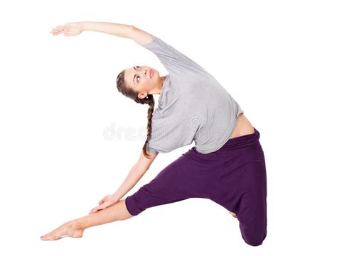 Young Woman Doing Yoga Asana Seated Forward Bend Paschimottanasana