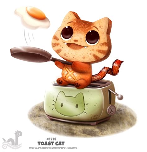 Daily Painting 1714 Toast Cat By Cryptid Creations On Deviantart
