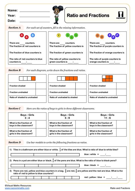 Ratio And Fractions Worksheet Pdf Printable Number Worksheets