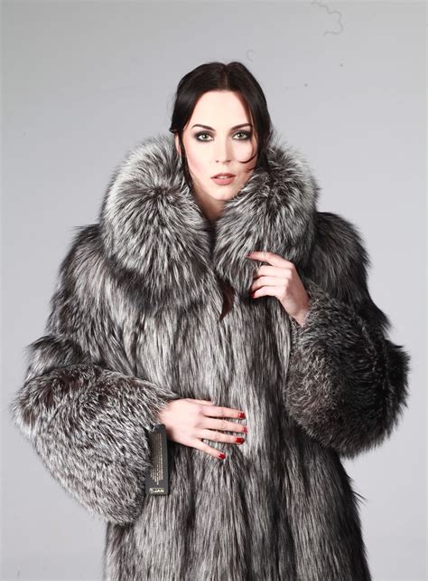 genuine silver fox fur coat with hood jacket size l xl 100 real natural new ebay winter coats