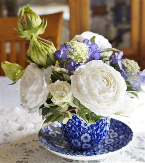 Blueberry Blast Premium Silk Floral Arrangement In Blue Print English