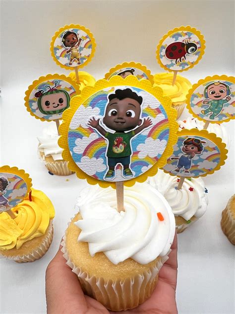 Jj Coco Melon Cupcake Toppers Personalized Coco Melon Cupcake Etsy