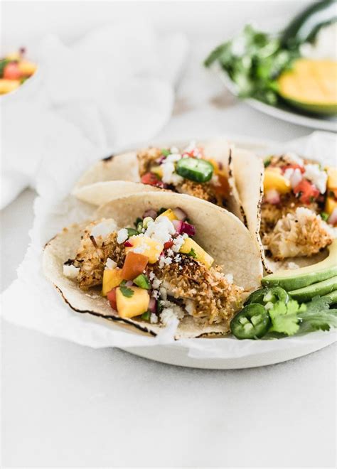 Grilled fish tacos are perfect for taco night; Healthy Coconut Fish Tacos With Mango Salsa | Recipe in ...