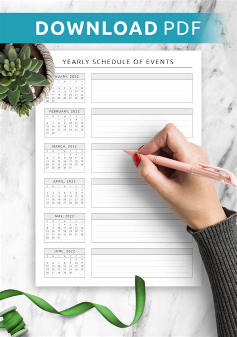 Download Printable Yearly Schedule Of Events Template Pdf Leaders Hall