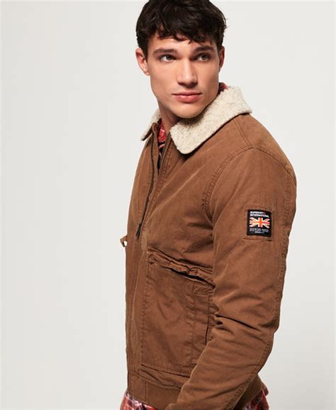 Mens Rookie Winter Aviator Bomber Jacket In Rusty Gold Superdry Uk