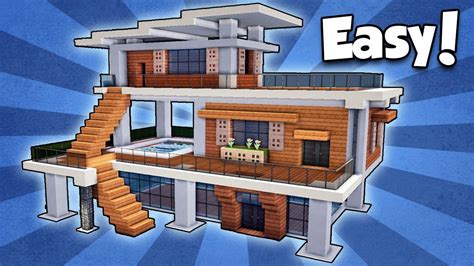 Minecraft How To Build A Modern House Easy Tutorial Youtube