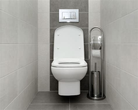 Premium Photo Opened White Toilet Bowl In Modern Bathroom