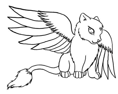 Winged Cat Coloring Pages At Free Printable