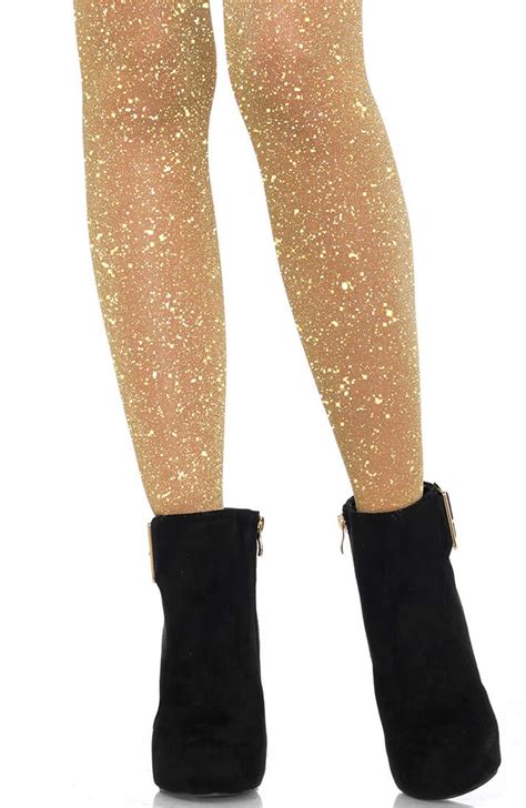 Amazing Gold Womens Tights With Sparkling Gold Glitter