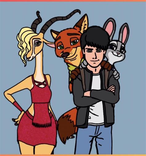 Judy Hopps Nick Wilde And Gazelle From Zootopia Meets The Young Human