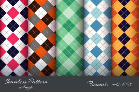 Set Classic Argyle Seamless Pattern Graphic By Handdraw · Creative Fabrica