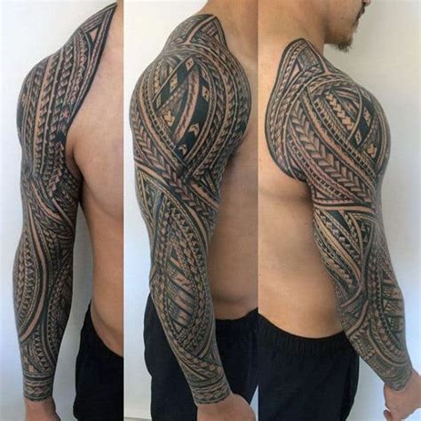 40 Polynesian Sleeve Tattoo Designs For Men Tribal Ink Ideas