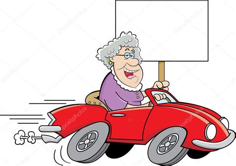 Old Lady Driving Car Cartoon Old Lady Driving A Sports