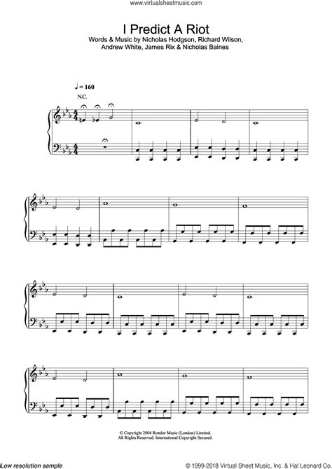chiefs i predict a riot sheet music for voice piano or guitar