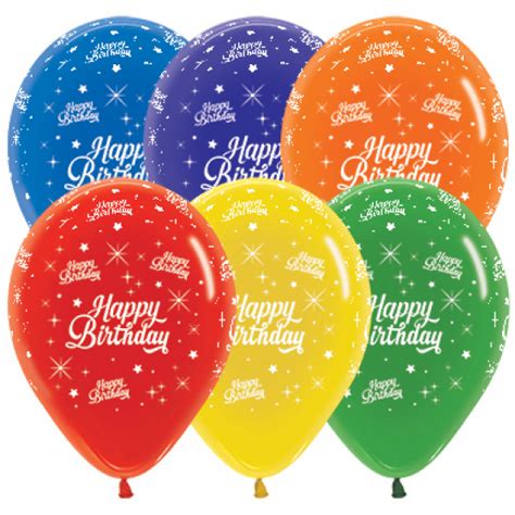 Sempertex 30cm Happy Birthday Twinkling Stars Crystal Assorted Latex