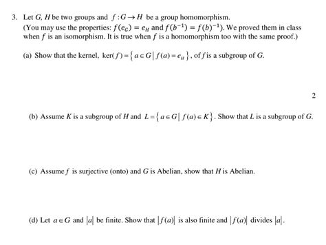 solved 3 let g h be two groups and f g → h be a group