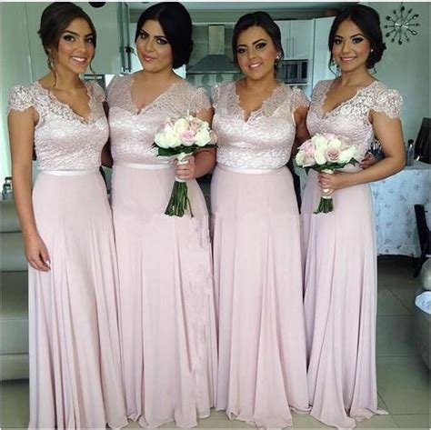 Blush Pink Bridesmaid Dresslong Bridesmaid Dresslace Top Bridesmaid