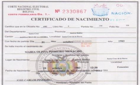 C Mo Sacar El Certificado De Nacimiento En Bolivia