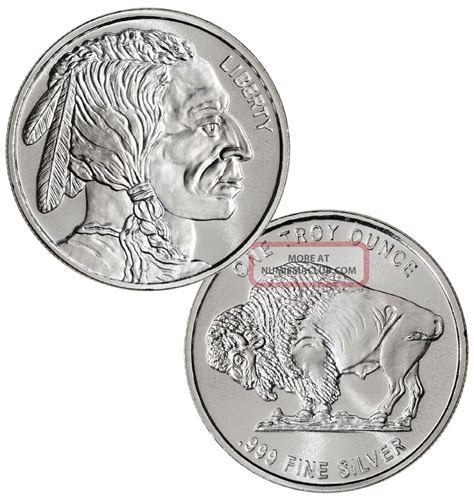 1 Buffalo Indian 1 Oz 999 Fine Silver Coin One Troy Ounce