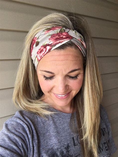 Gray Floral Headband Floral Headwrap Twisted Turban Etsy Twisted