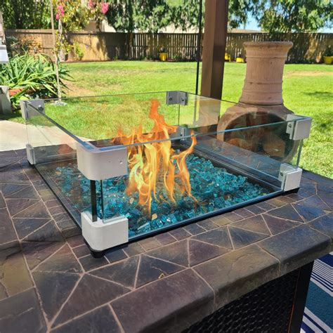 Buy Gaspro 23 5 Inch Glass Wind Guard For Square Fire Pit Table Thick And Sturdy Tempered Glass