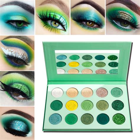 Green Eyeshadow Palette Matte and Glitter,Highly Pigmented ...