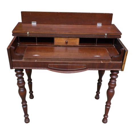 Writing desks desks & computer tables : Vintage Schwartz Walnut Art Deco Flip Top Ladies Writing Spinet Desk Console Table | Folding ...