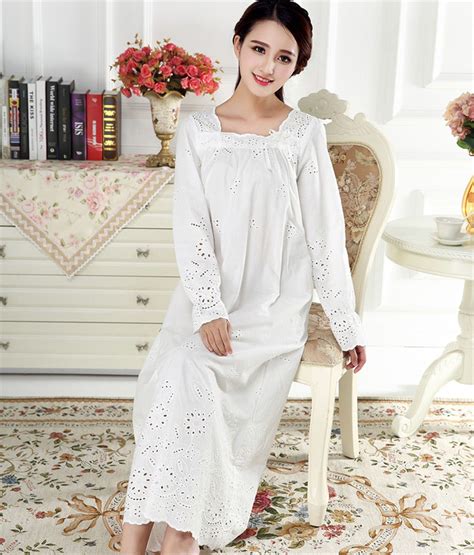 womens sweet sleepwear vintage retro princess dress nightgown cotton pajama gown eileen west