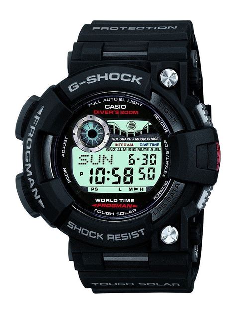 The frogman has an asymmetric shape and is attached eccentrically on its straps. Casio Frogman G-Shock Tough Solar GF-1000-1DR GF-1000-1 ...