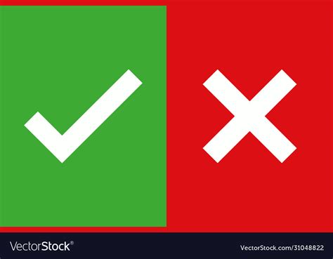 Yes No Signs On Green And Red Color Checklist Vector Image