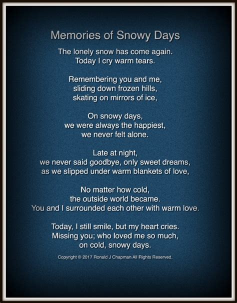 Memories Of Snowy Days Memories Of Snowy Days Poem By Ronald Chapman