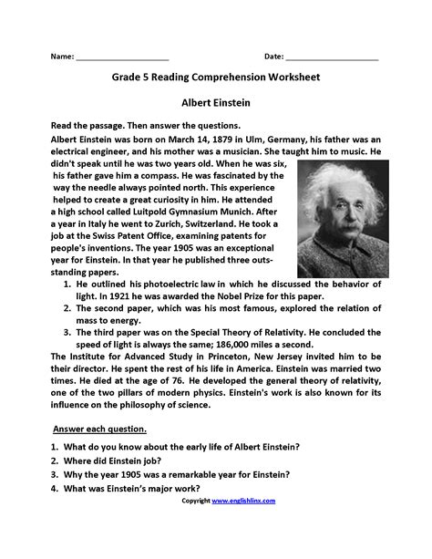 Year 5 Reading Comprehension Worksheets With Answers Kidsworksheetfun