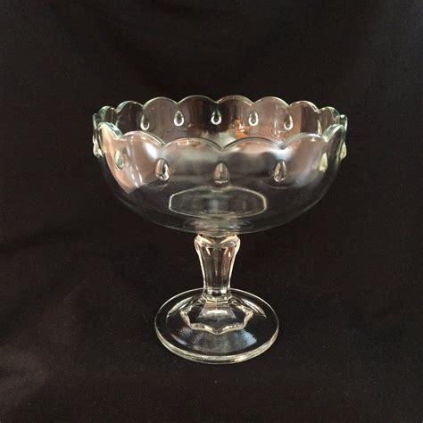 indiana glass open compote teardrop clear glass pedestal bowl etsy indiana glass vintage