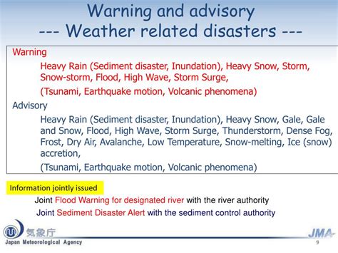 Ppt Disaster Prevention Information Provided By Japan Meteorological