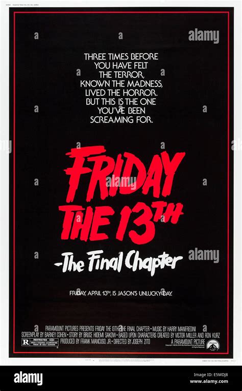 Friday The 13th The Final Chapter Us Advance Poster Art 1984