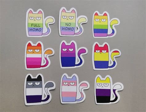 Gay Pride Lgbt Cat Stickers Gay Sticker Pack No Homo Full Etsy