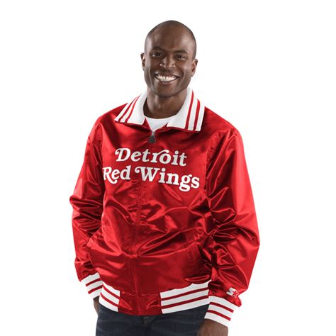 Detroit Red Wings Starter The Captain Satin Full Zip Jacket Red