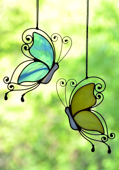 Stained Glass Butterfly Suncatcher Window Hanging Decoration Stained Glass Butterfly Stained